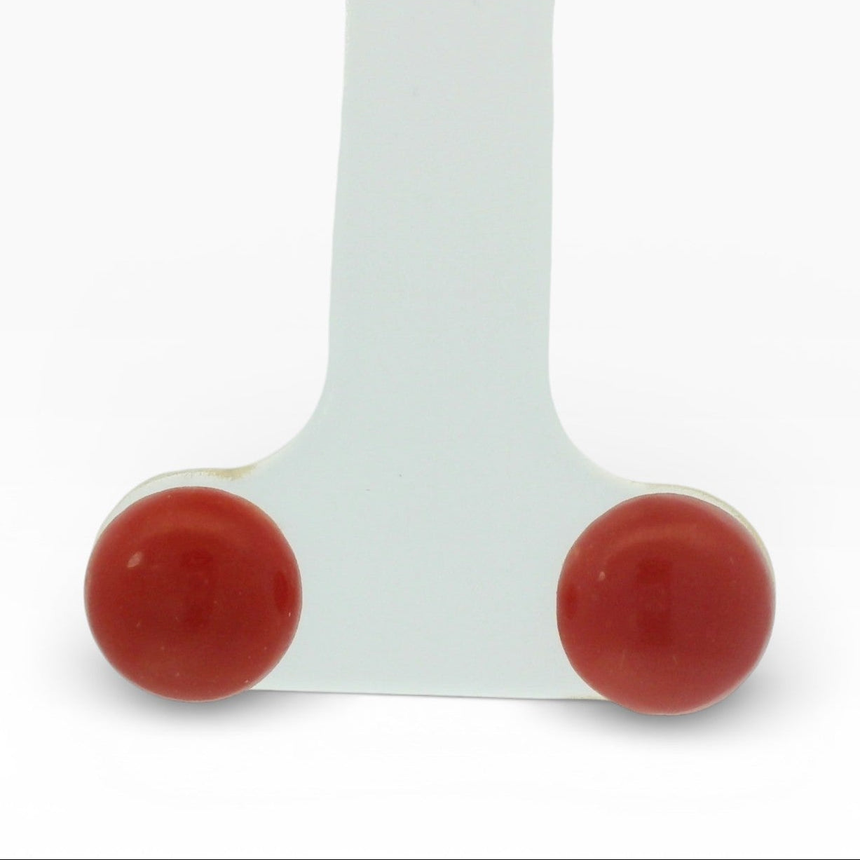 PAGE Estate Earring Estate 14K Yellow Gold Round Coral Button Stud Earrings