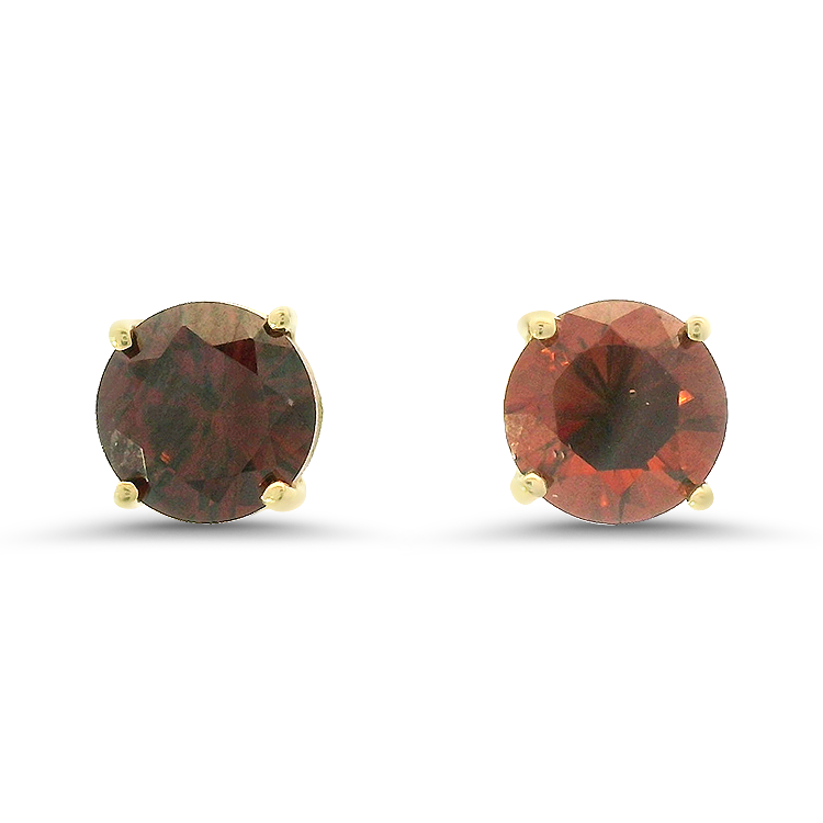 PAGE Estate Earrings Estate 14k Yellow Gold Round Zircon Stud Earrings