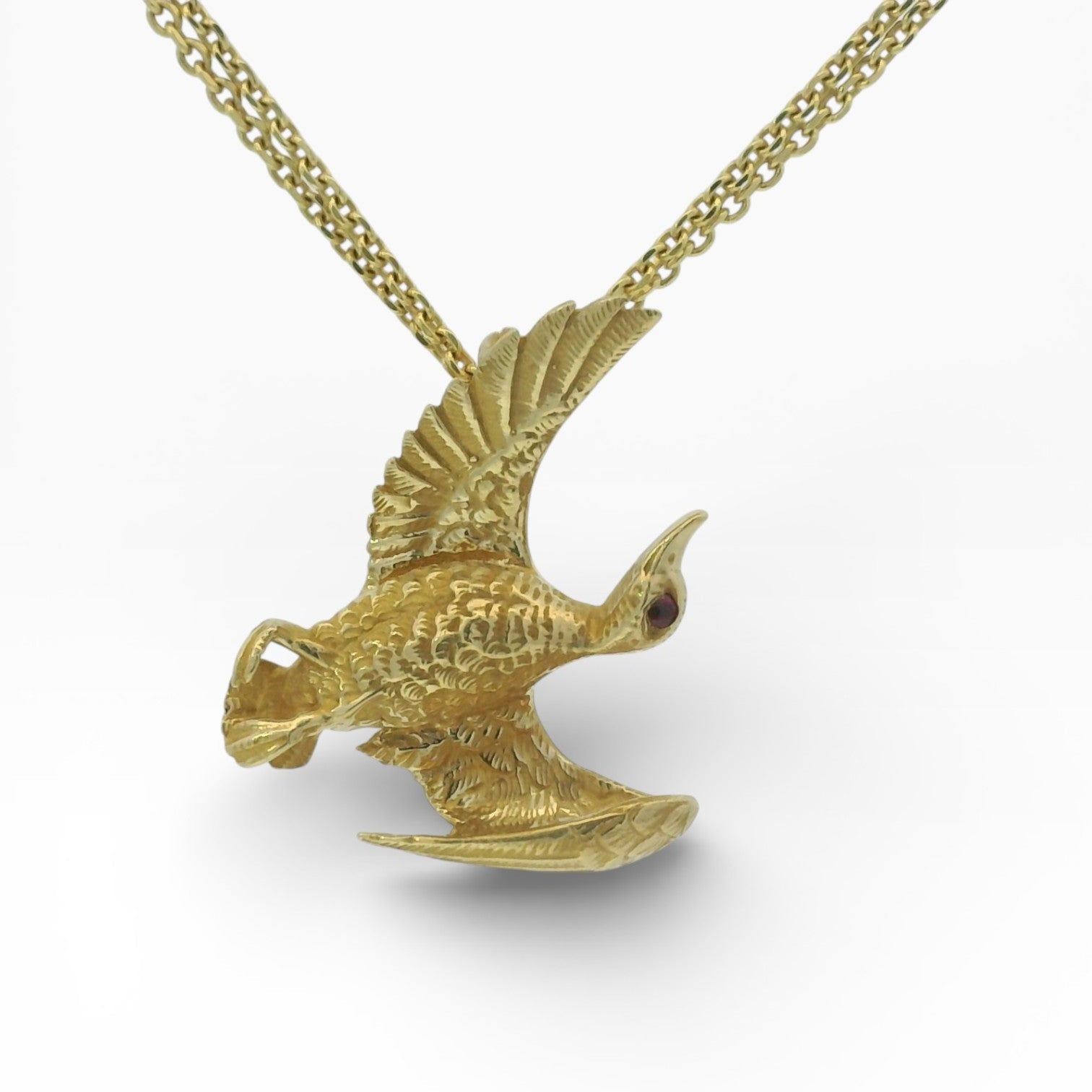 PAGE Estate Pins & Brooches Estate 14K Yellow Gold Ruby Bird Brooch