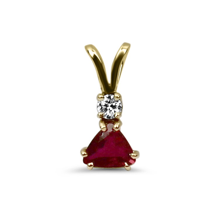 PAGE Estate Necklaces and Pendants Estate 14k Yellow Gold Ruby & Diamond Pendant