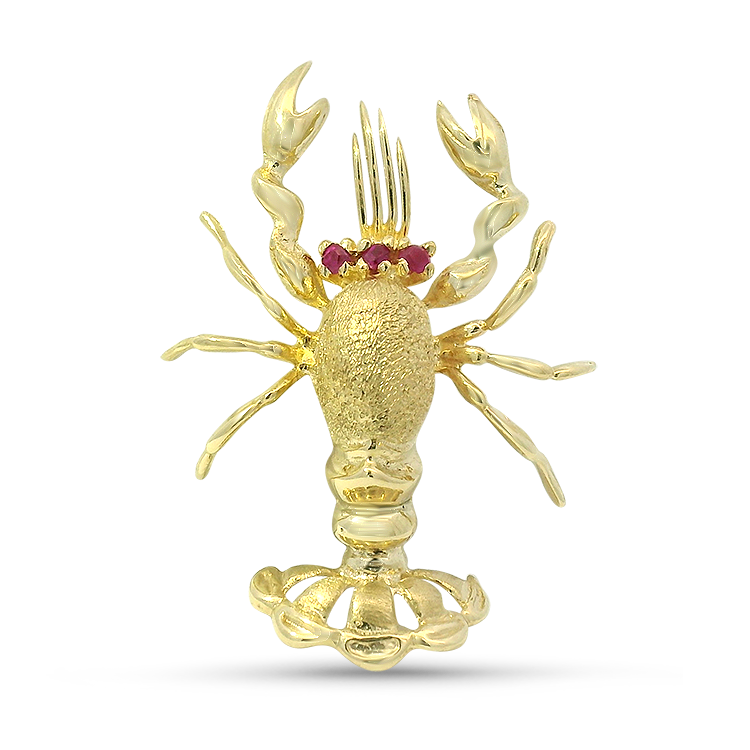 PAGE Estate Pins & Brooches Estate 14K Yellow Gold Ruby Lobster Pin