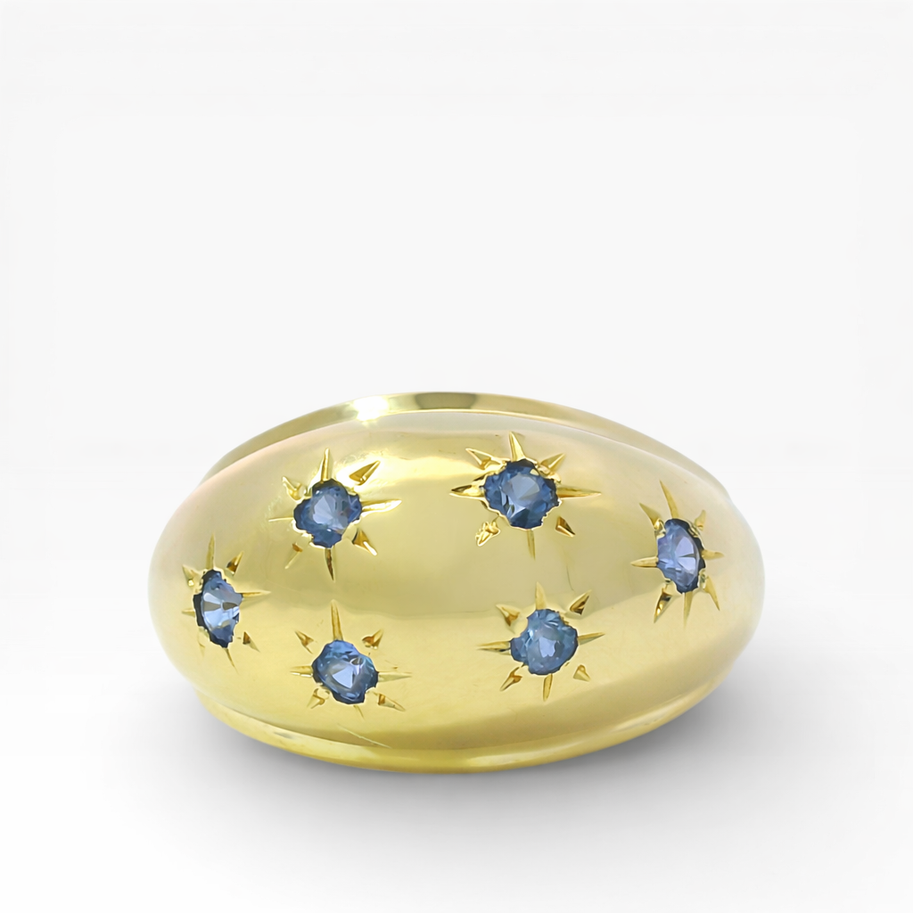 PAGE Estate Ring Estate 14K Yellow Gold Sapphire Bombe Dome Ring 5.5