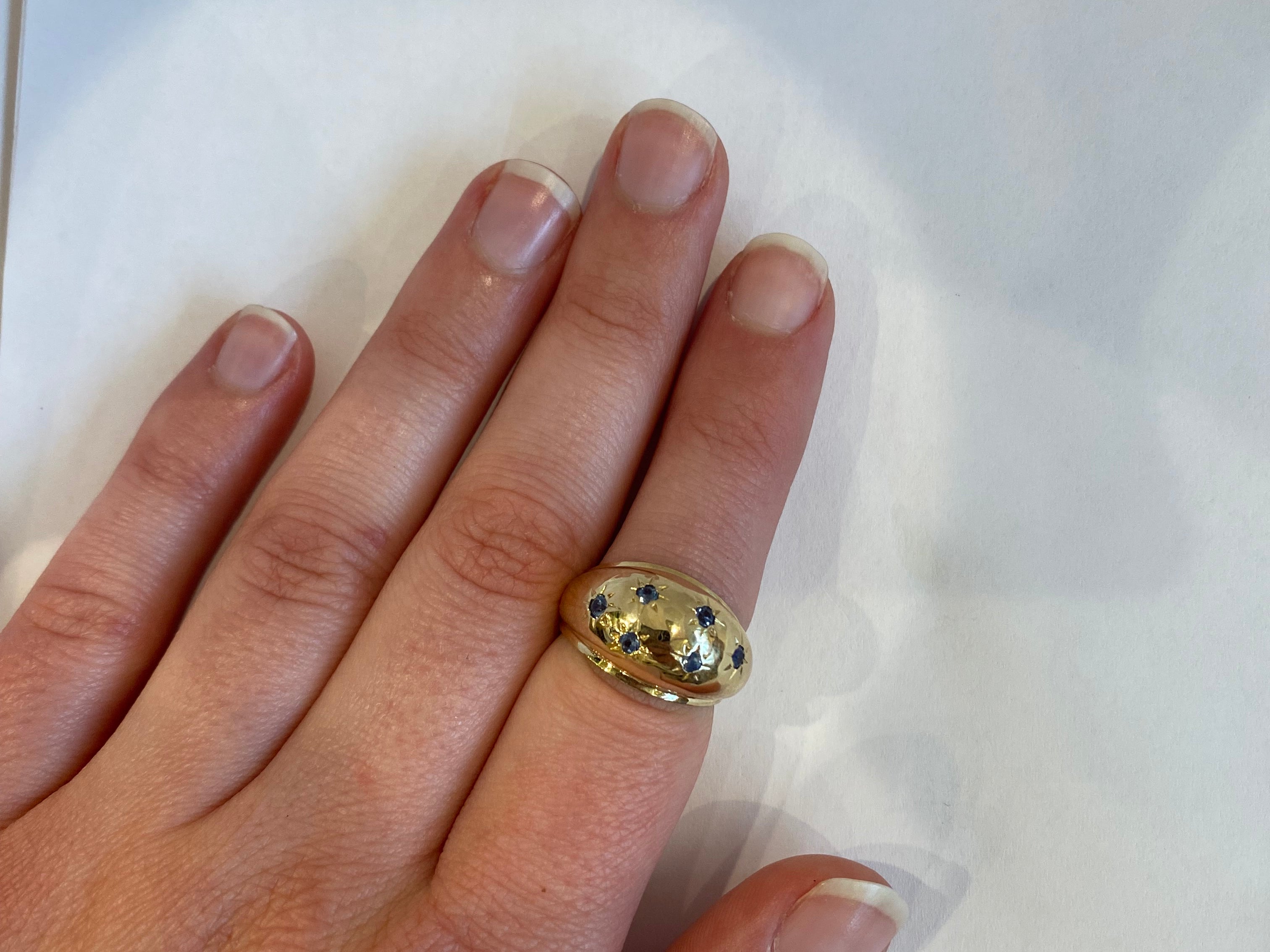 PAGE Estate Ring Estate 14K Yellow Gold Sapphire Bombe Dome Ring 5.5
