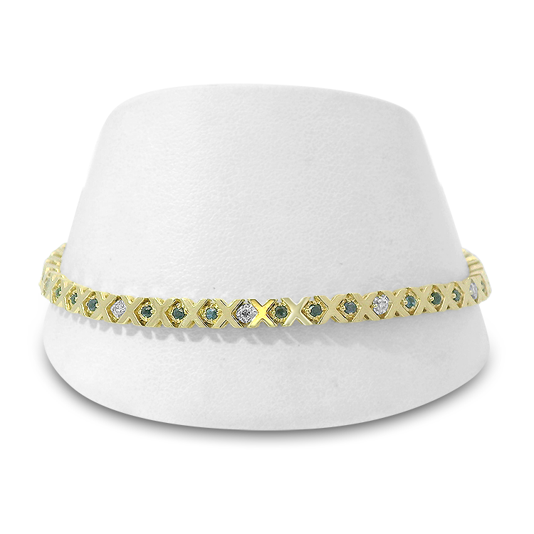 PAGE Estate Bracelet Estate 14K Yellow Gold Sapphire & Diamond “X” Motif Bracelet