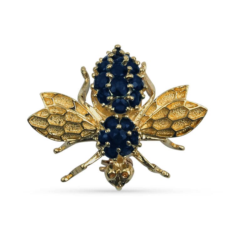 PAGE Estate Pins & Brooches Estate 14K Yellow Gold Sapphire Fly Brooch