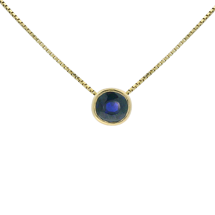 PAGE Estate Necklaces and Pendants Estate 14K Yellow Gold Sapphire Slide Necklace