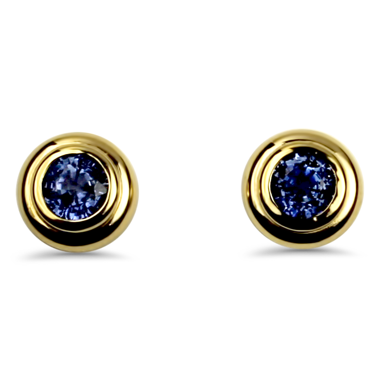 PAGE Estate Earrings Estate 14k Yellow Gold Sapphire Stud Earrings