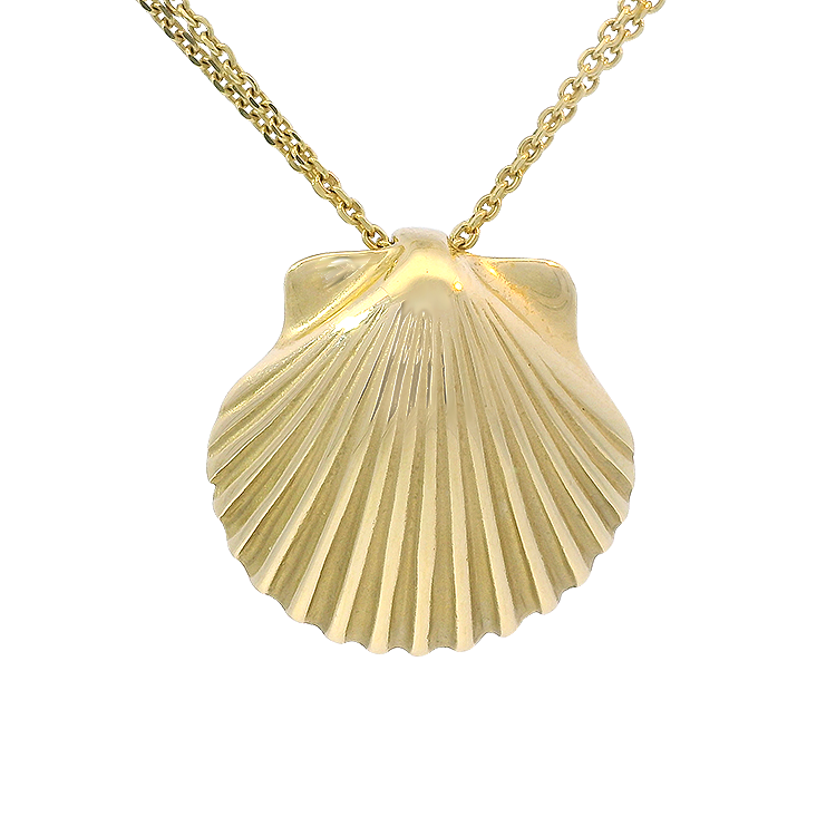 PAGE Estate Charm Estate 14K Yellow Gold Scallop Shell Pendant