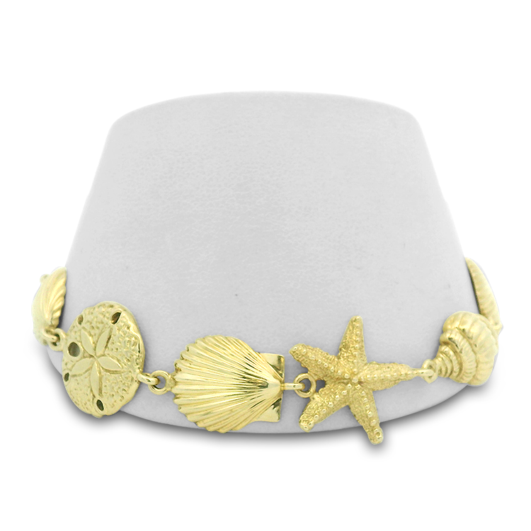 PAGE Estate Bracelet Estate 14k Yellow Gold Sea-Life & Shell Bracelet
