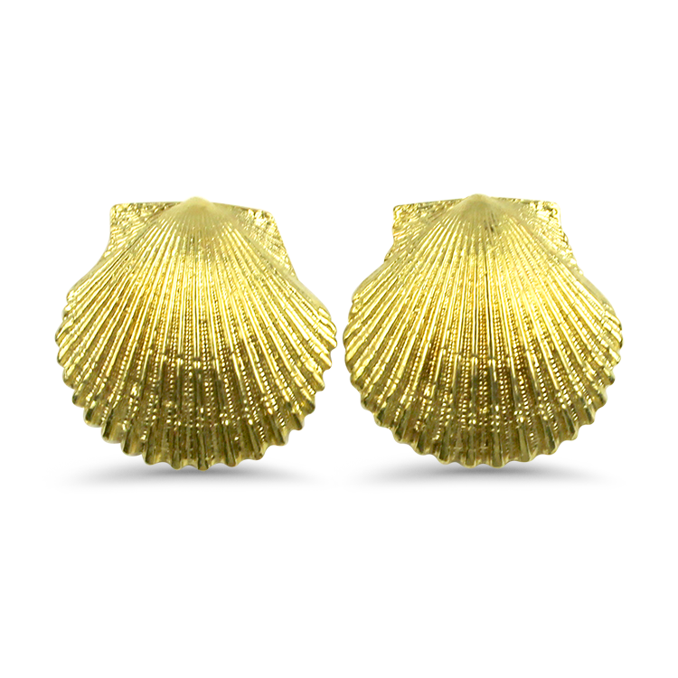 PAGE Estate Earring Estate 14K Yellow Gold Seashell Earrings