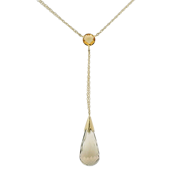 PAGE Estate Necklaces and Pendants Estate 14k Yellow Gold Smoky Quartz & Citrine Drop Necklace