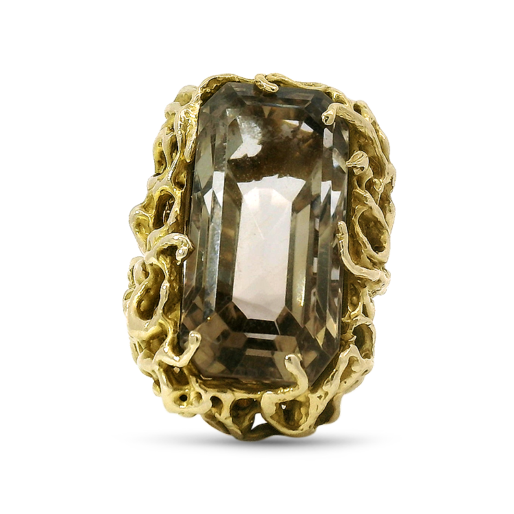 PAGE Estate Ring Estate 14k Yellow Gold Smoky Quartz Vine Ring 6