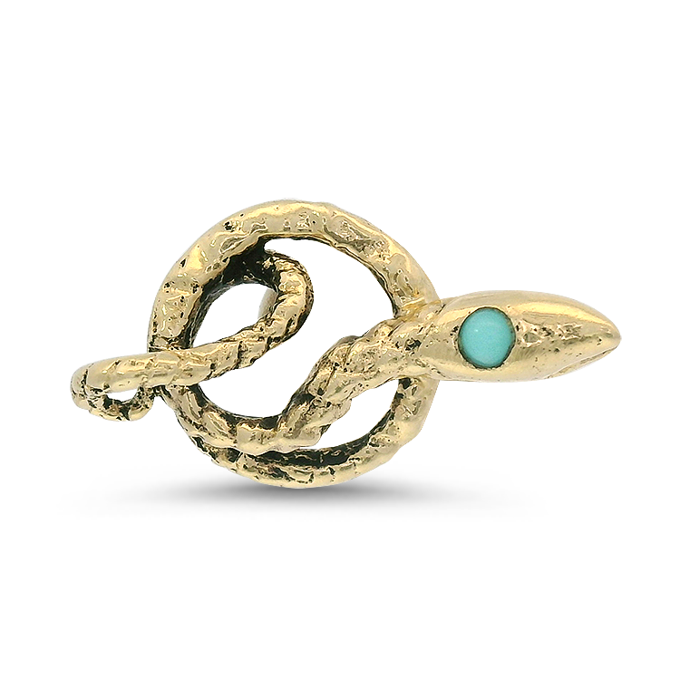 PAGE Estate Men's Jewelry Estate 14K Yellow Gold Snake Tie Tack with Turquoise Accent
