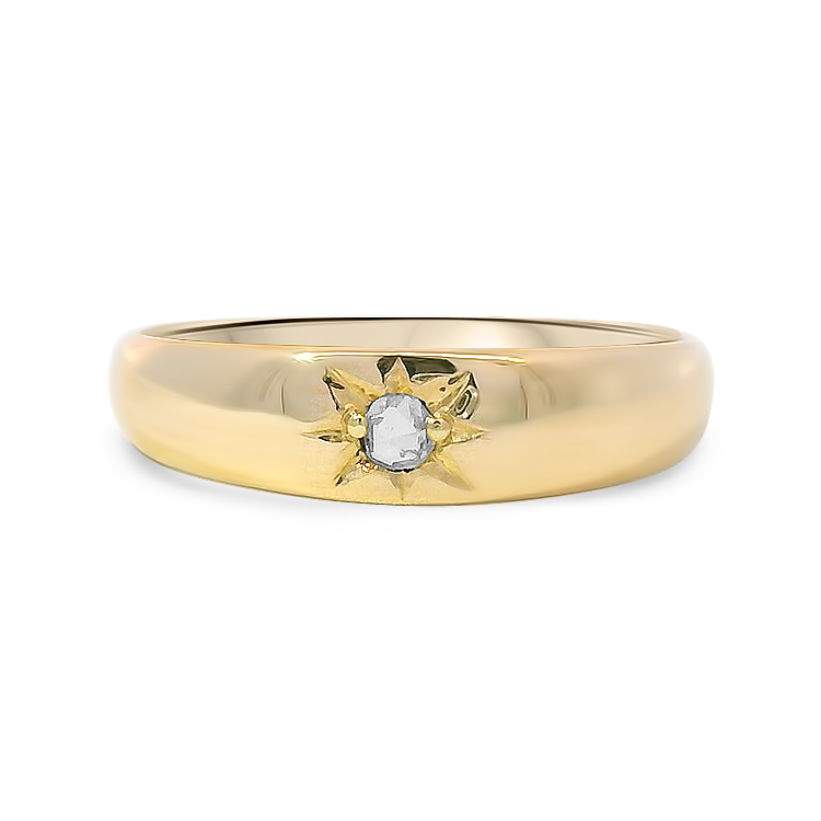 PAGE Estate Ring Estate 14K Yellow Gold Star-Set Rose Cut Diamond Band 5.75