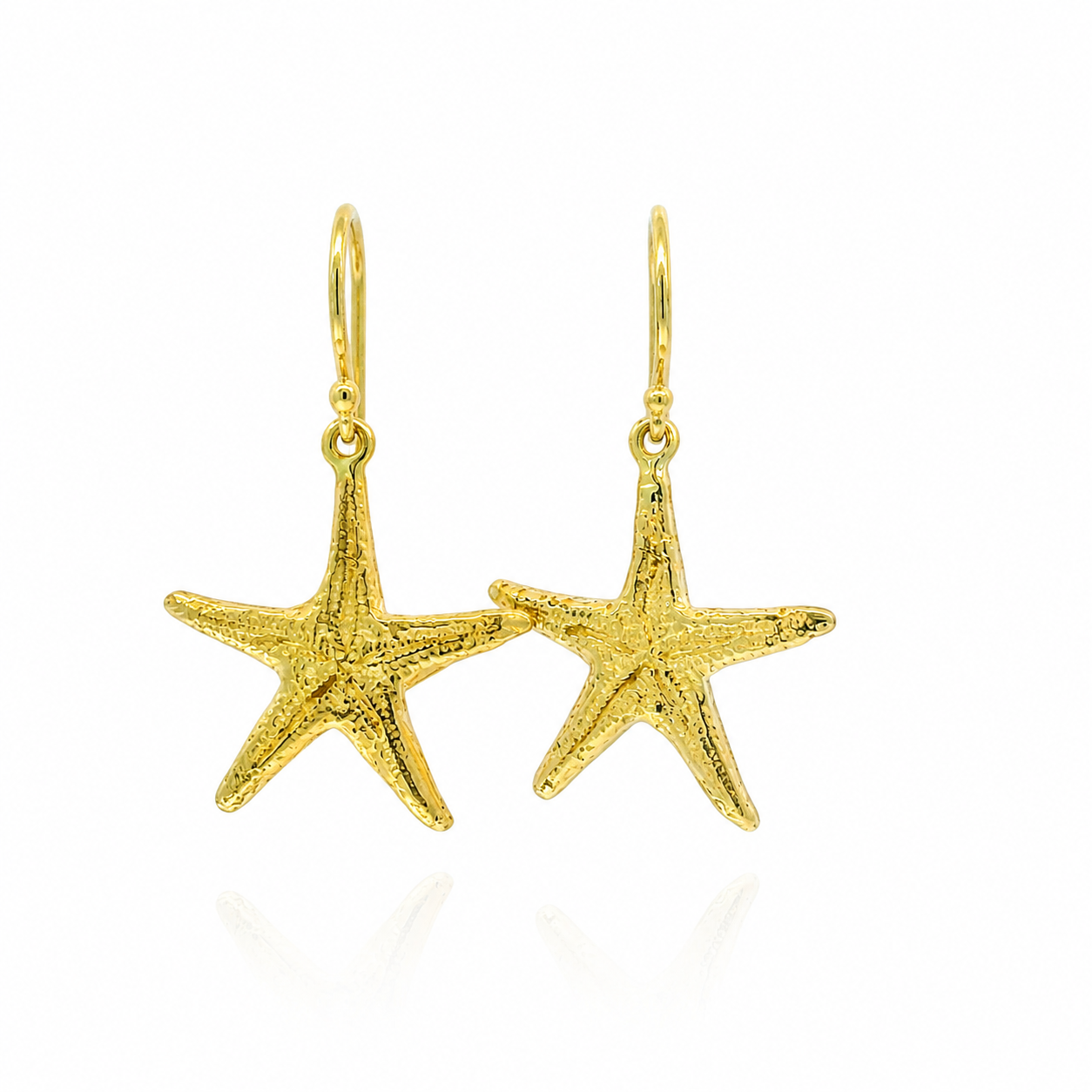 PAGE Estate Earrings Estate 14K Yellow Gold Starfish Dangle Earrings