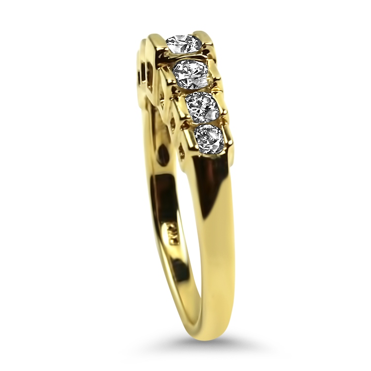 PAGE Estate Engagement Ring Estate 14K Yellow Gold Step Design Diamond Ring 7.25