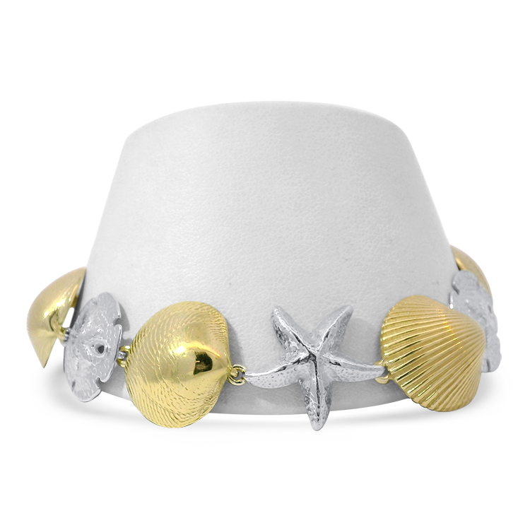 PAGE Estate Bracelet Estate 14K Yellow Gold & Sterling Silver Sea Life Bracelet