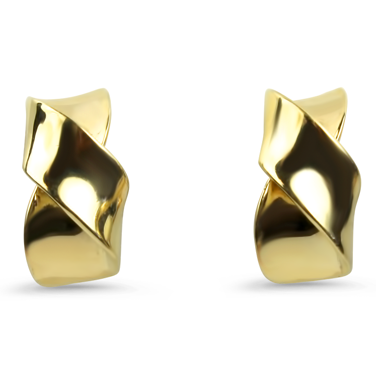 PAGE Estate Earrings Estate 14k Yellow Gold Swirl Crossover Earrings