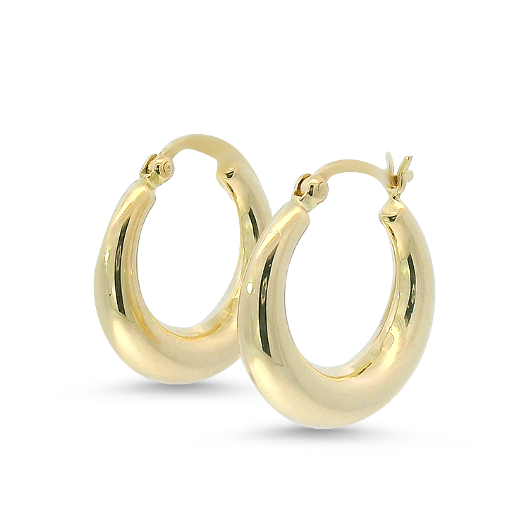 PAGE Estate Earrings Estate 14k Yellow Gold Tapered Puff Hoop Earrings