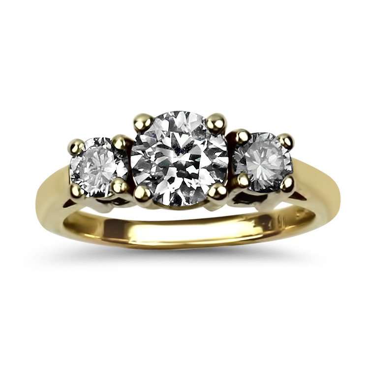 PAGE Estate Engagement Ring Estate 14K Yellow Gold Three-Diamond Ring 7