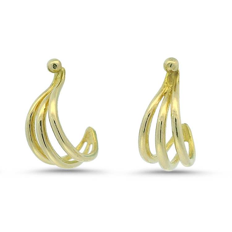 PAGE Estate Earrings Estate 14K Yellow Gold Three-Row Hoop Earrings