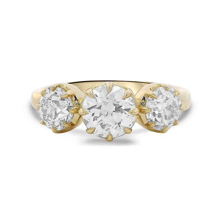 PAGE Estate Engagement Ring Estate 14K Yellow Gold Three-Stone Diamond Ring 6.5