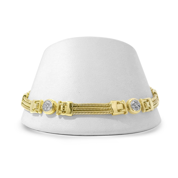 PAGE Estate Bracelet Estate 14k Yellow Gold Three-Strand Snake Chain Diamond Bracelet
