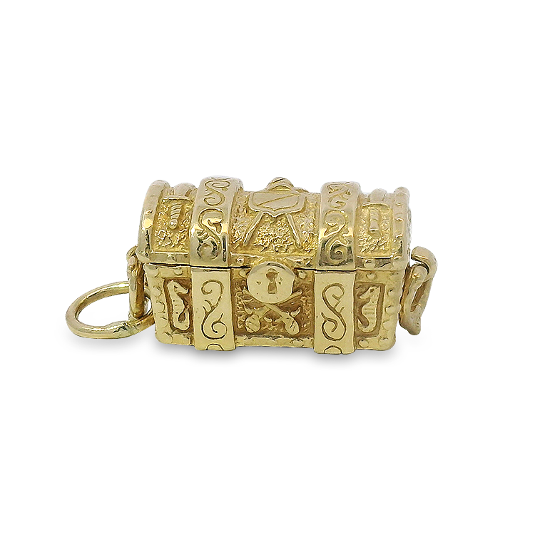 PAGE Estate Charm Estate 14K Yellow Gold Treasure Chest Charm