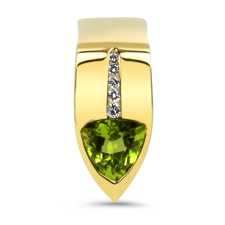 PAGE Estate Necklaces and Pendants Estate 14k Yellow Gold Trillion Cut Peridot & Diamond Slide Pendant