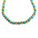 PAGE Estate Necklaces and Pendants Estate 14K Yellow Gold & Turquoise Bead Neckalce