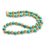 PAGE Estate Necklaces and Pendants Estate 14K Yellow Gold & Turquoise Bead Neckalce
