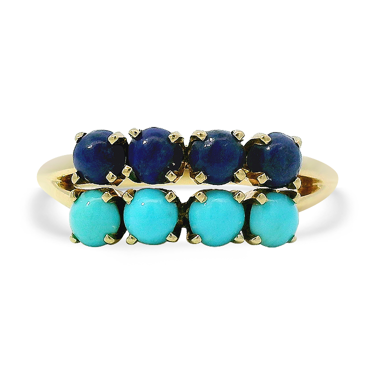 PAGE Estate Ring Estate 14K Yellow Gold Turquoise & Lapis Lazulis Ring