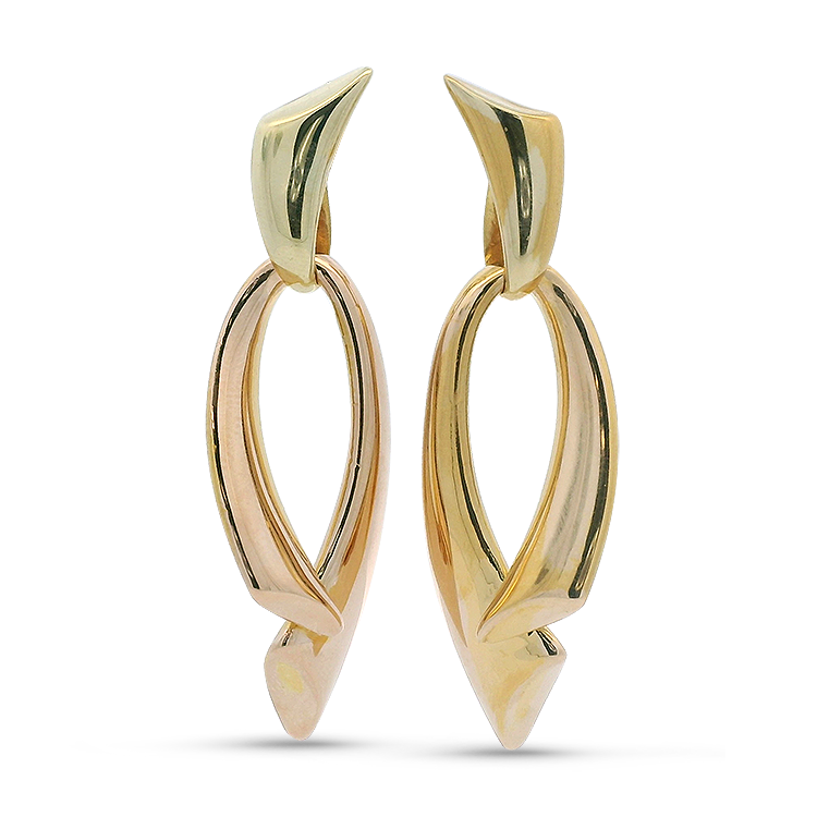 PAGE Estate Earrings Estate 14k Yellow Gold Twist Dangle Earrings