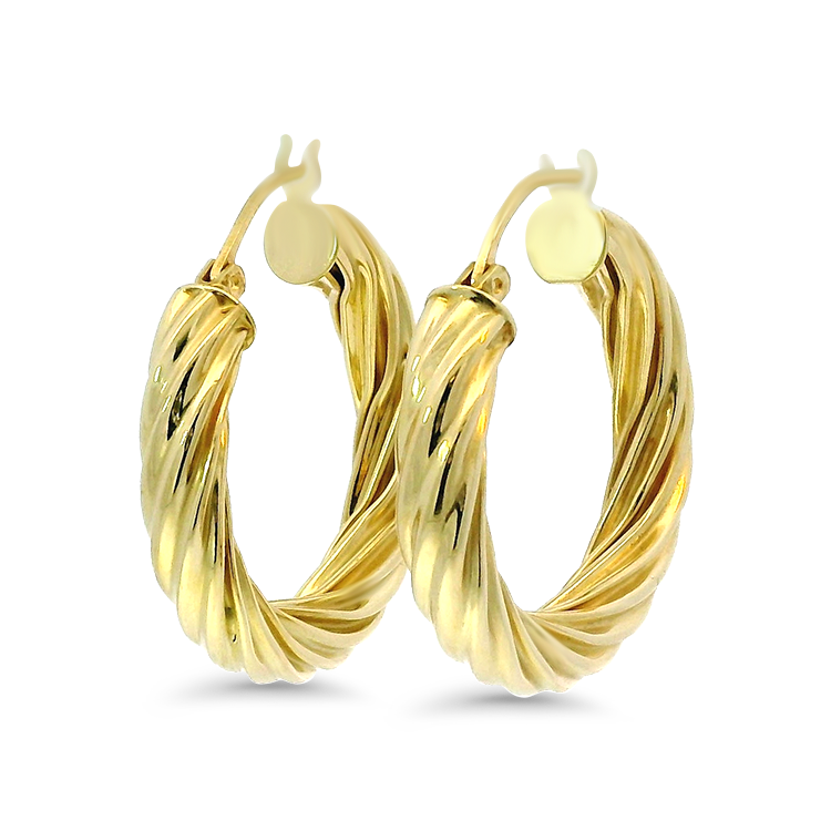 PAGE Estate Earrings Estate 14k Yellow Gold Twist Hoop Earrings