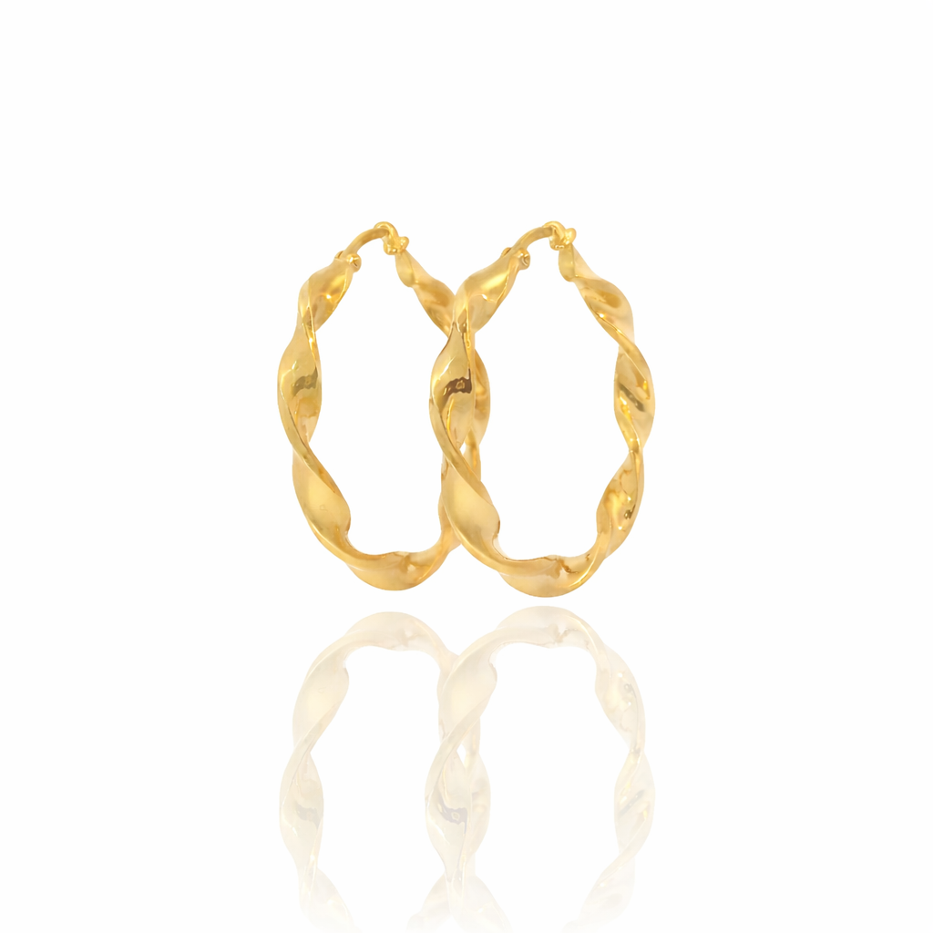 PAGE Estate Earrings Estate 14K Yellow Gold Twist Hoop Earrings