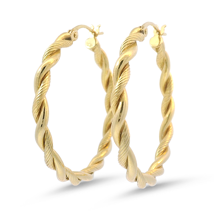 PAGE Estate Earrings Estate 14K Yellow Gold Twisted Hoop Earrings