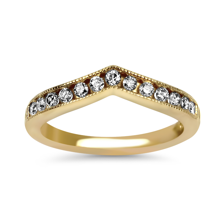 PAGE Estate Wedding Band Estate 14K Yellow Gold V-Style Diamond Band 5