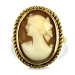 PAGE Estate Ring Estate 14K Yellow Gold Victorian Cameo Portrait Ring 6