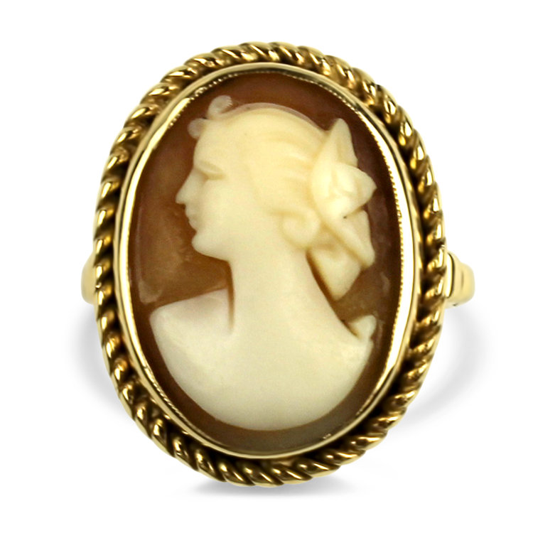 PAGE Estate Ring Estate 14K Yellow Gold Victorian Cameo Portrait Ring 6