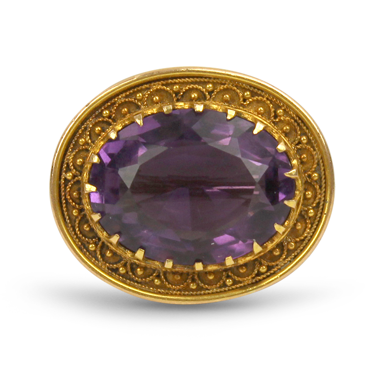 PAGE Estate Necklaces and Pendants Estate 14k Yellow Gold Victorian Shaped Amethyst Pin