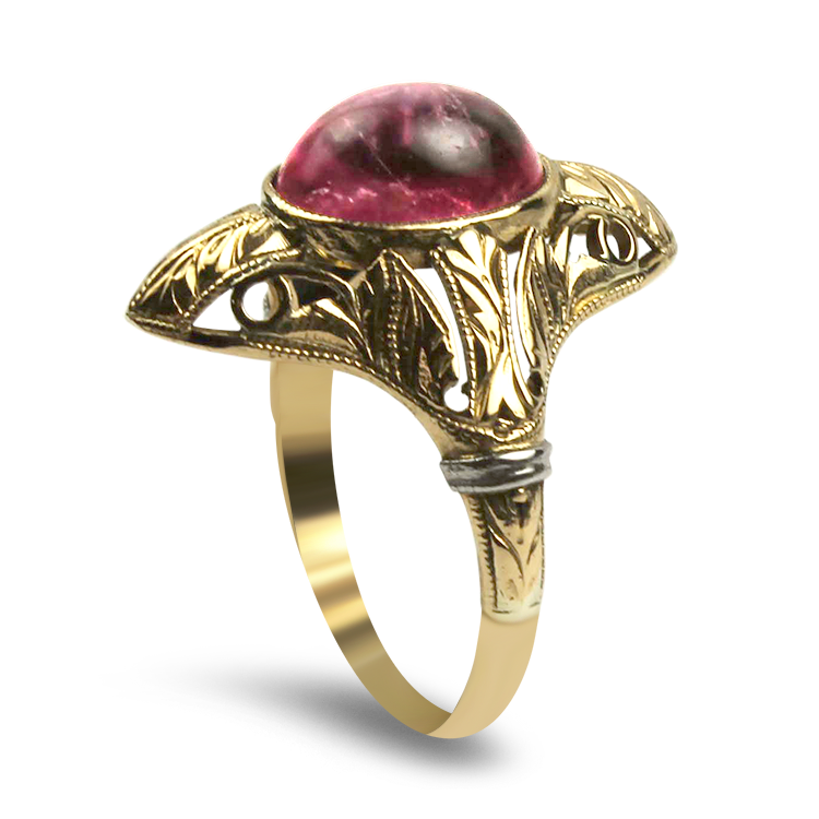 PAGE Estate Ring Estate 14K Yellow Gold Victorian Tourmaline Ring 5.5