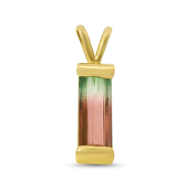 PAGE Estate Necklaces and Pendants Estate 14k Yellow Gold Watermelon Tourmaline Pendant