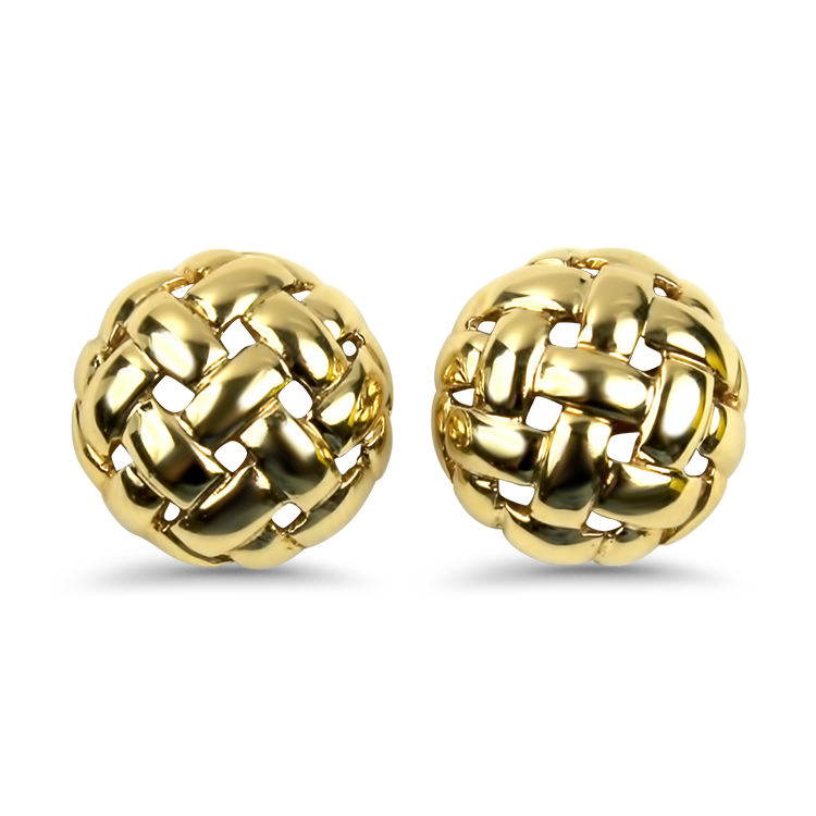 PAGE Estate Earring Estate 14K Yellow Gold Woven Dome Earrings