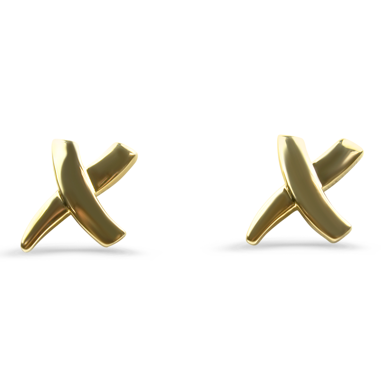 PAGE Estate Earrings Estate 14k Yellow Gold "X" Stud Earrings