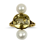 PAGE Estate Ring Estate 14K Yellow Gold Yellow Sapphire & Pearl Ring 7