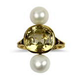 PAGE Estate Ring Estate 14K Yellow Gold Yellow Sapphire & Pearl Ring 7