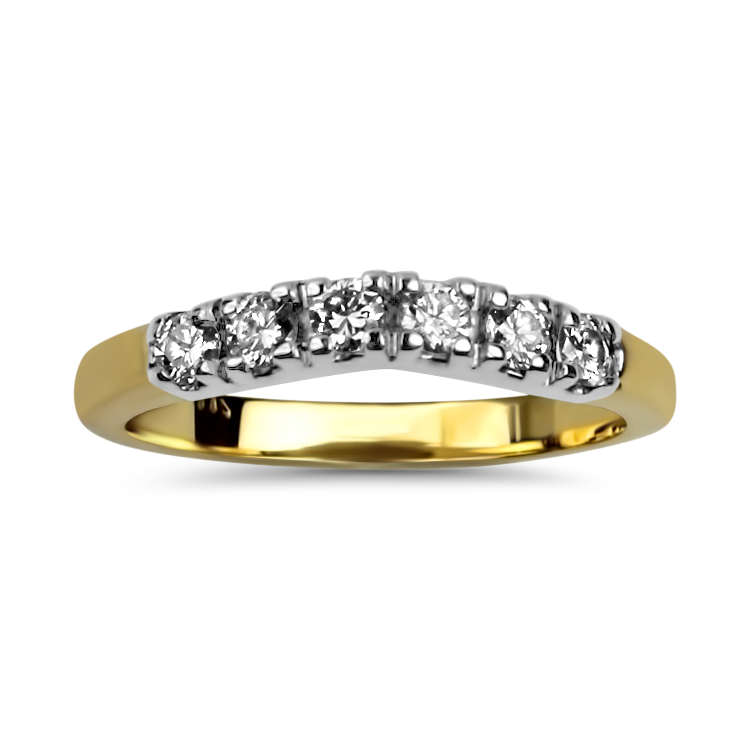 PAGE Estate Wedding Band Estate 14K Yellow & White Curved Diamond Band 5.5