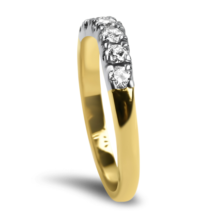 PAGE Estate Wedding Band Estate 14K Yellow & White Curved Diamond Band 5.5