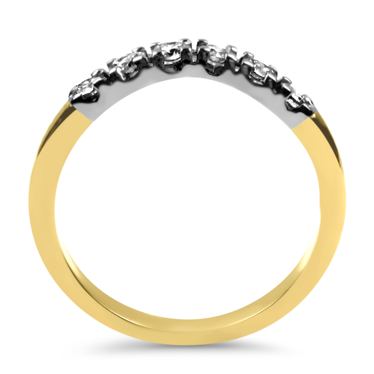 PAGE Estate Wedding Band Estate 14K Yellow & White Curved Diamond Band 5.5