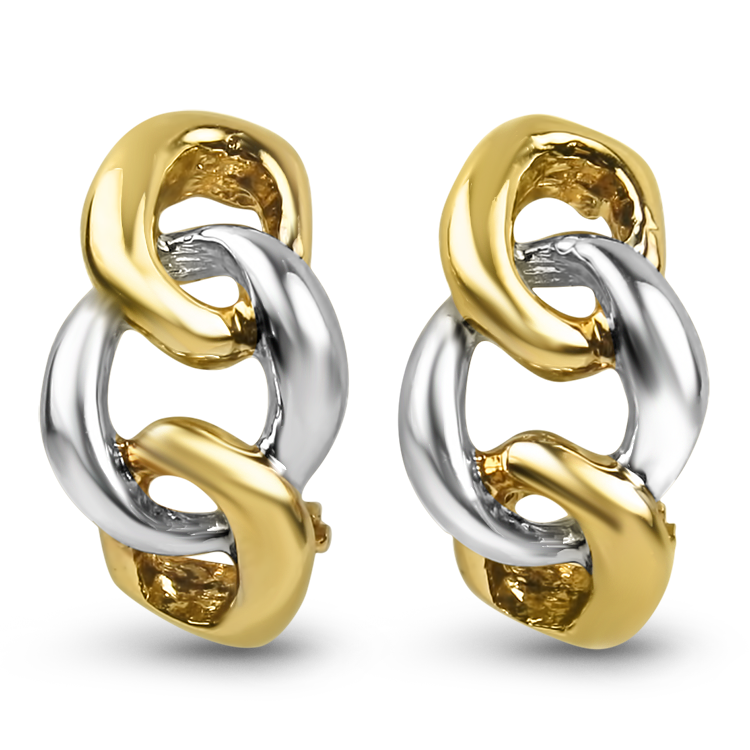 PAGE Estate Earrings Estate 14k Yellow & White Gold Chain Link Earrings